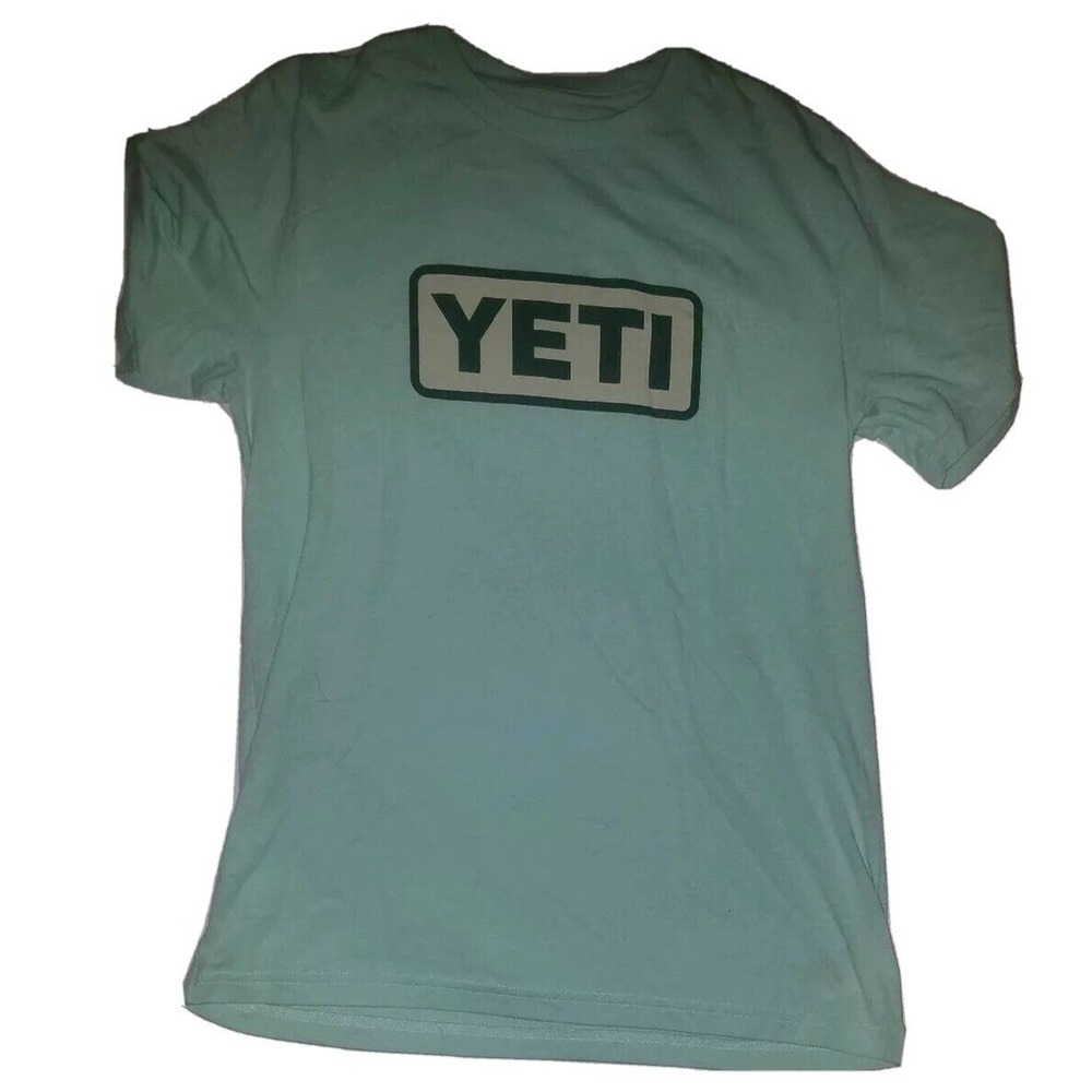 Yeti Green Logo Spellout T‎ Shirt Size M Outdoors Gear